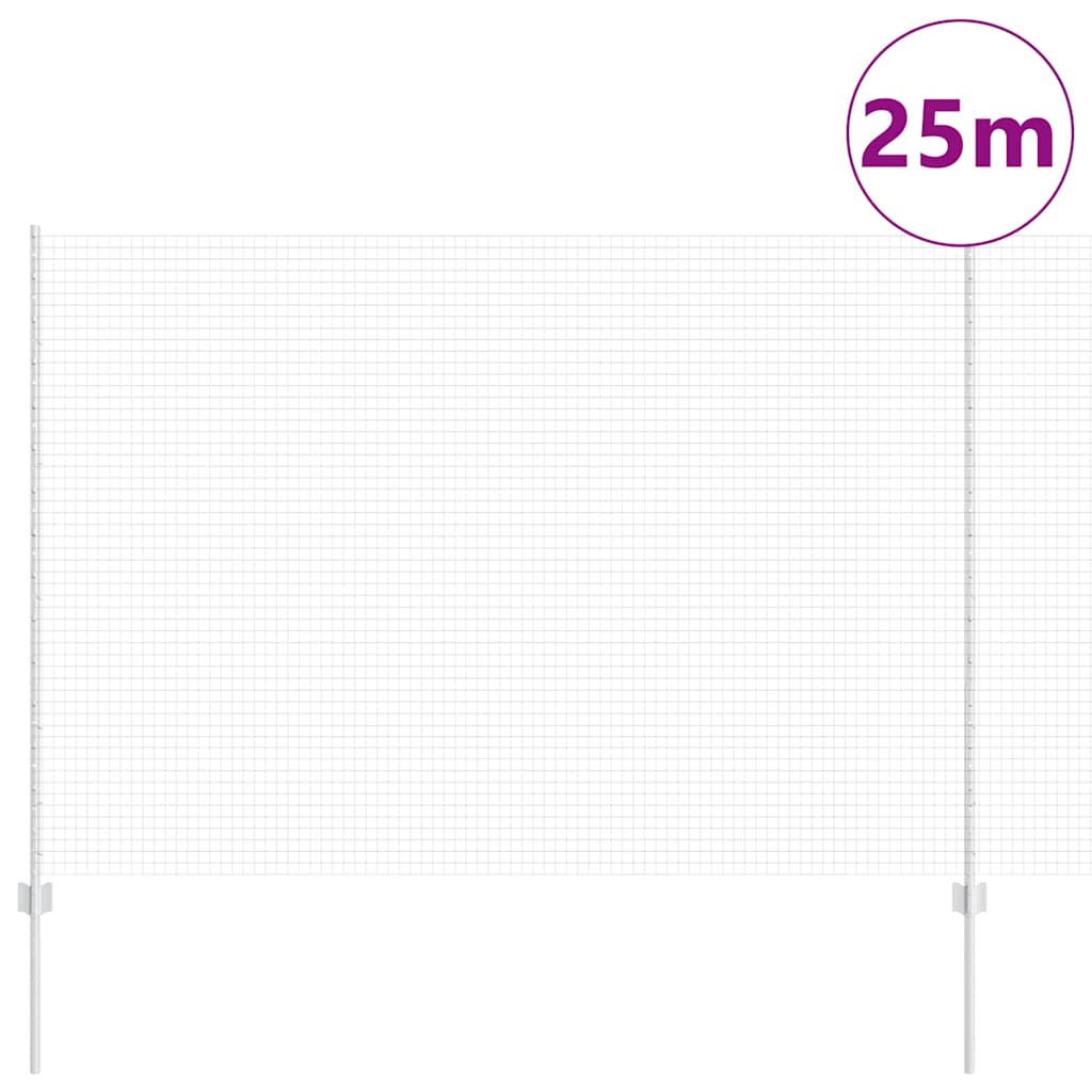 Vidaxl hek met paal zilver 1,6 x 25 m staal