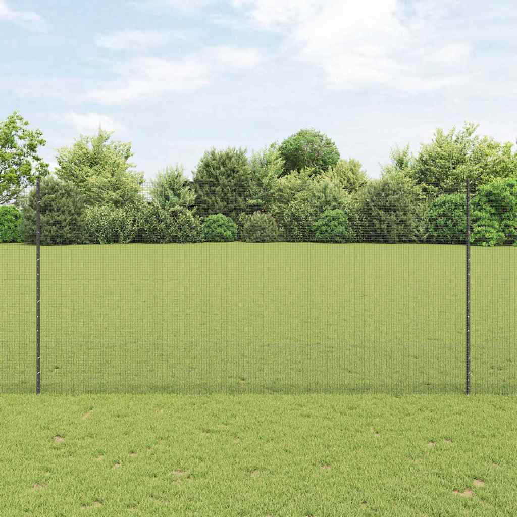 Vidaxl hek met paal grijs 1,5 x 25 m staal en pvc