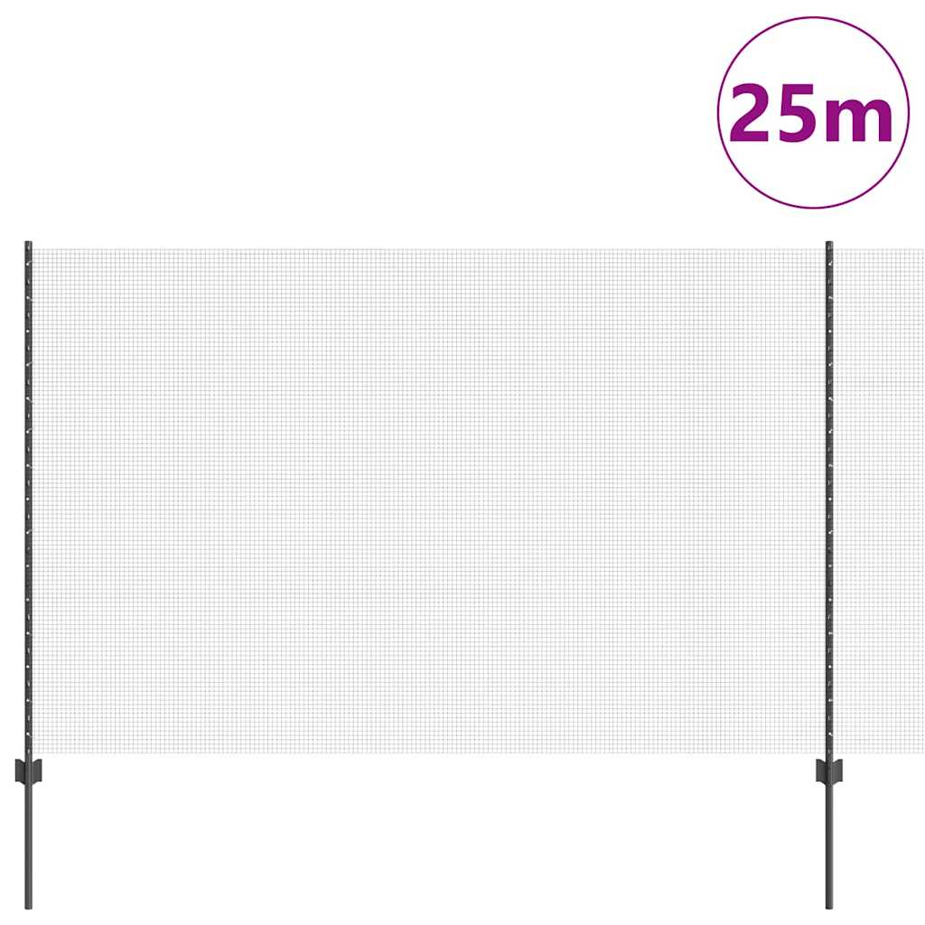 Vidaxl hek met paal grijs 1,6 x 25 m staal en pvc