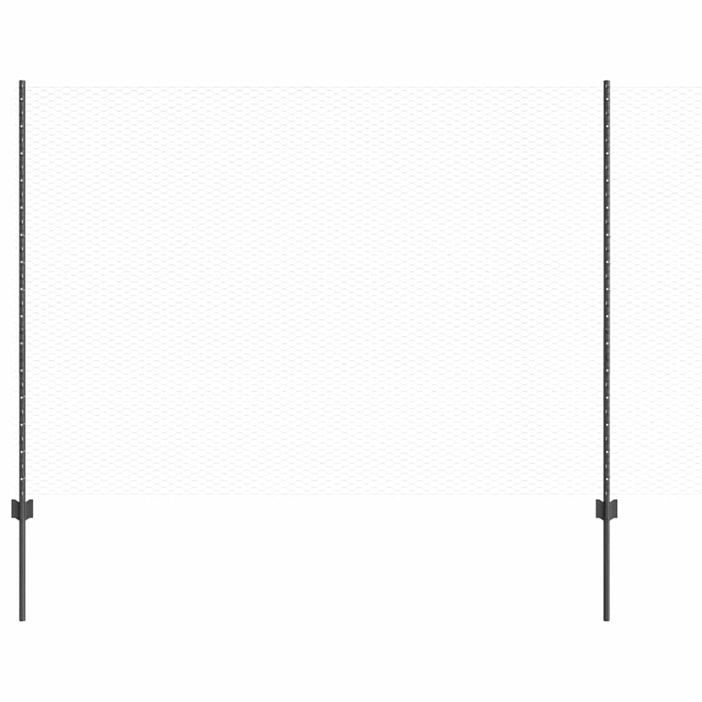 Vidaxl hek met paal grijs 1,6 x 25 m staal en pvc