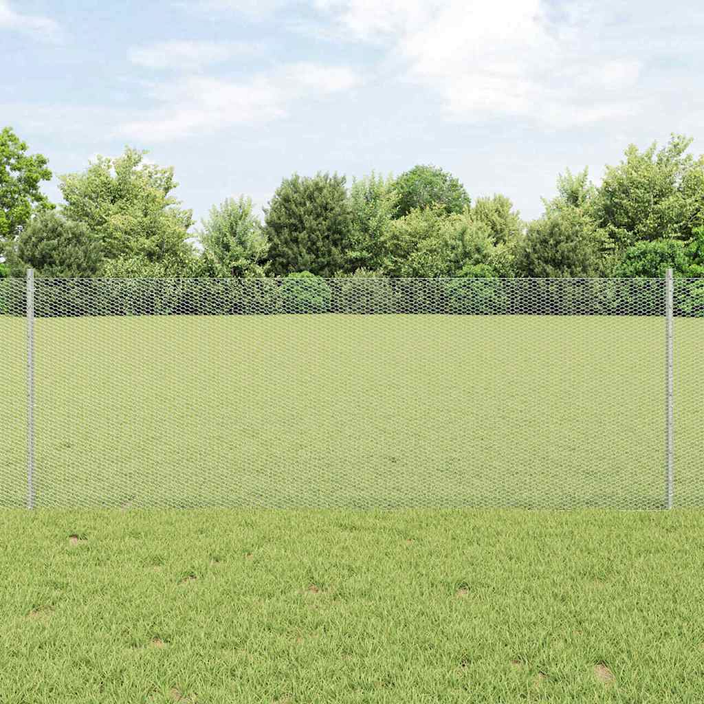 Vidaxl hek met paal zilver 0,8 x 10 m staal