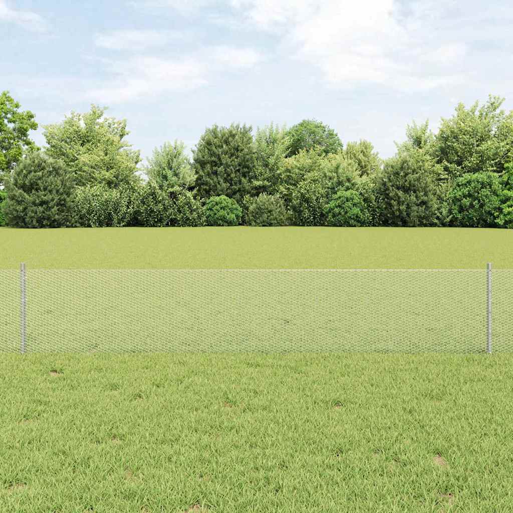 Vidaxl hek met paal zilver 0,4 x 25 m staal