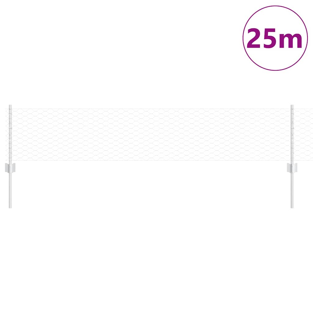 Vidaxl hek met paal zilver 0,4 x 25 m staal