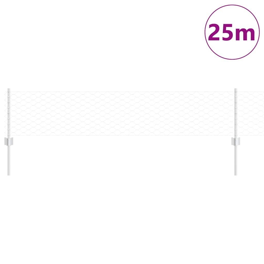 Vidaxl hek met paal zilver 0,4 x 25 m staal