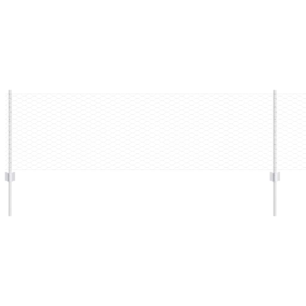 Vidaxl hek met paal zilver 0,6 x 25 m staal