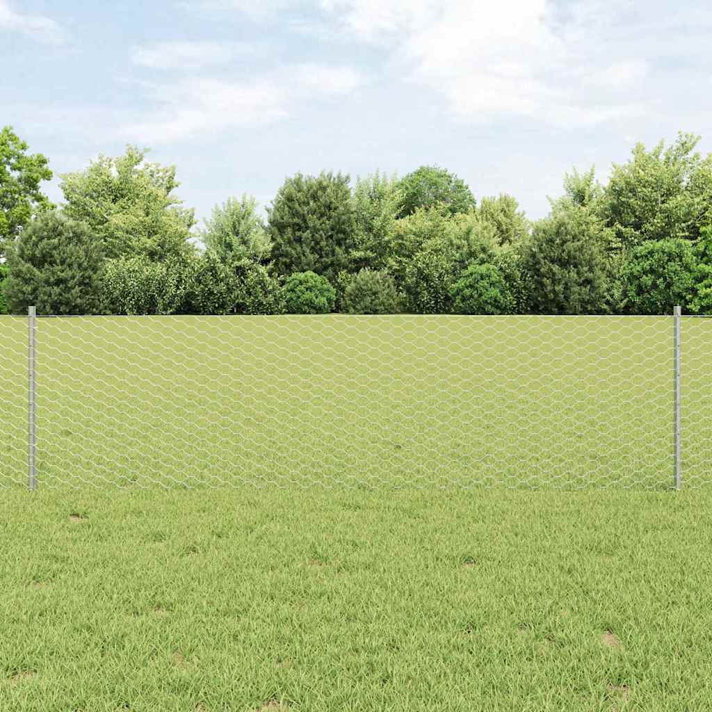 Vidaxl hek met paal zilver 0,6 x 50 m staal