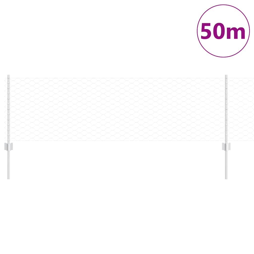 Vidaxl hek met paal zilver 0,6 x 50 m staal