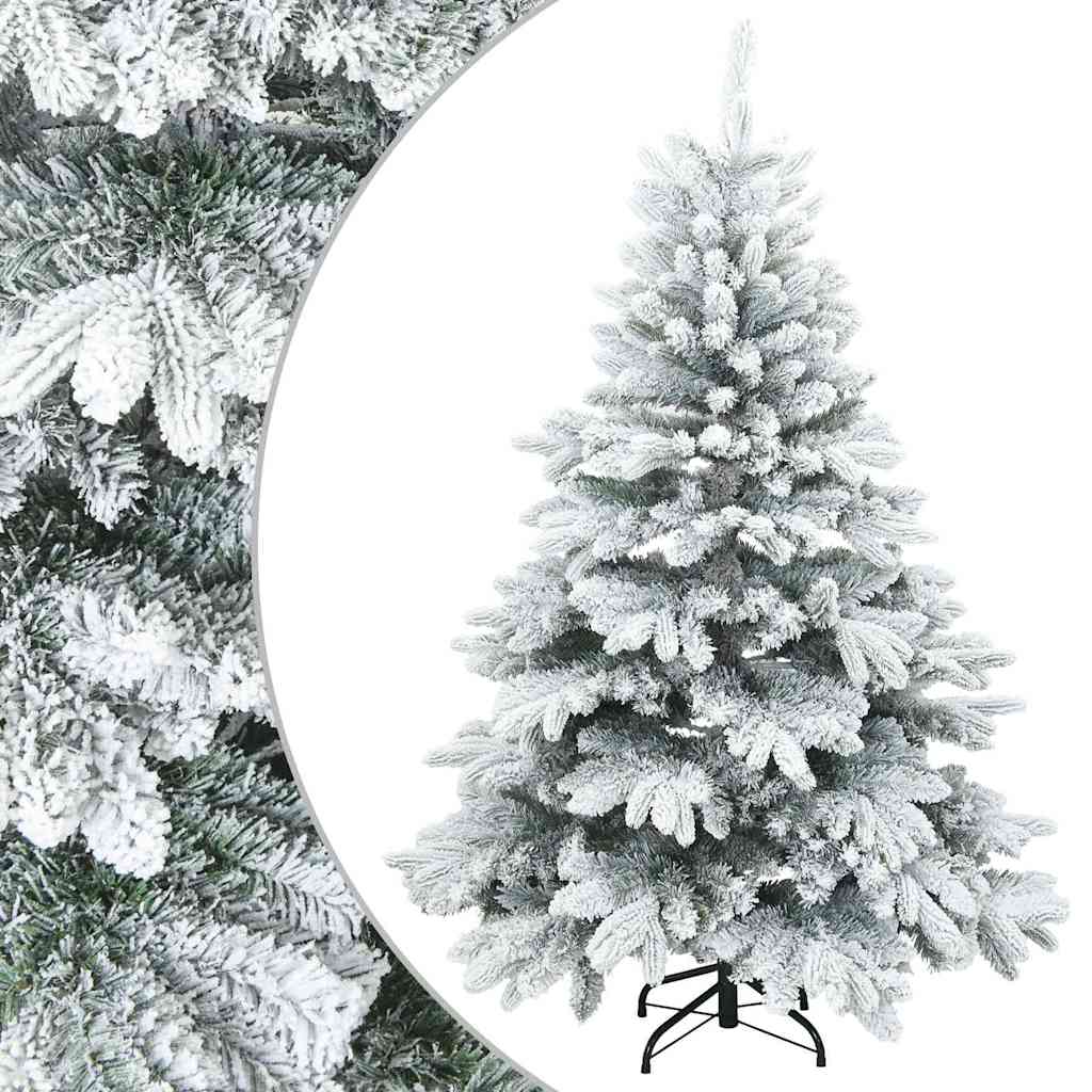 Vidaxl kunst kerstboom met geveerde takken, sneeuw bedekt wit 150 cm