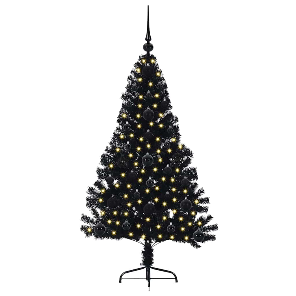 Vidaxl kunstmatig voorverlicht kerstboom met 150 led zwart 120 cm pvc