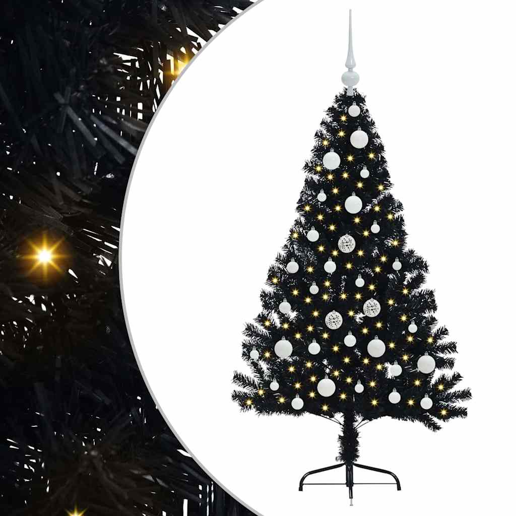 Vidaxl kunstmatig voorverlicht kerstboom met 150 led zwart 120 cm pvc