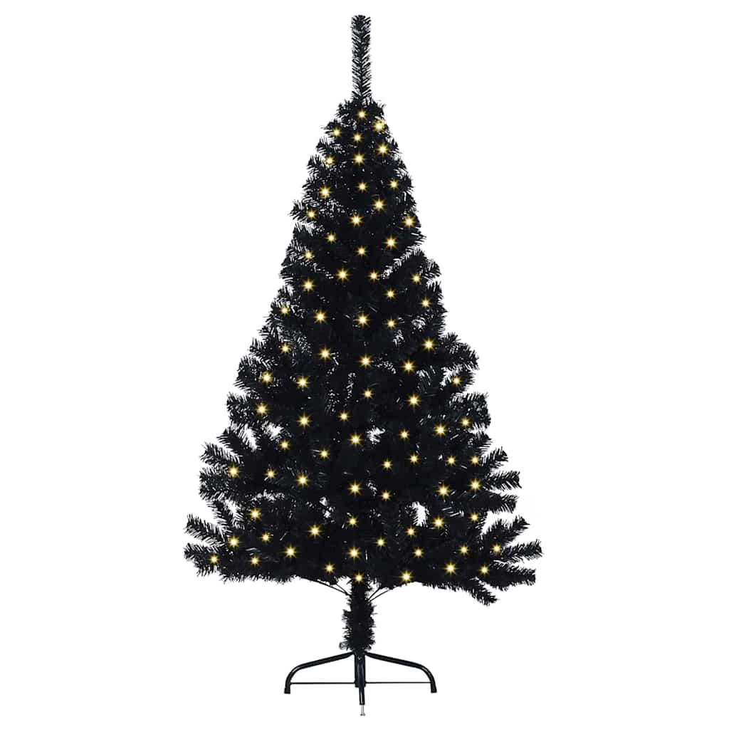 Vidaxl kunstmatig voorverlicht kerstboom met 150 led zwart 150 cm pvc