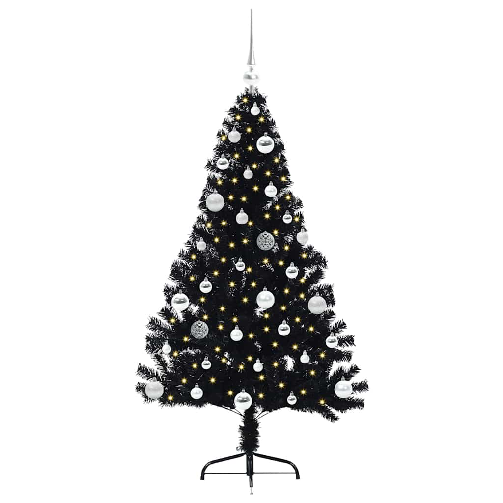 Vidaxl kunstmatig voorverlicht kerstboom met 150 led zwart 150 cm pvc
