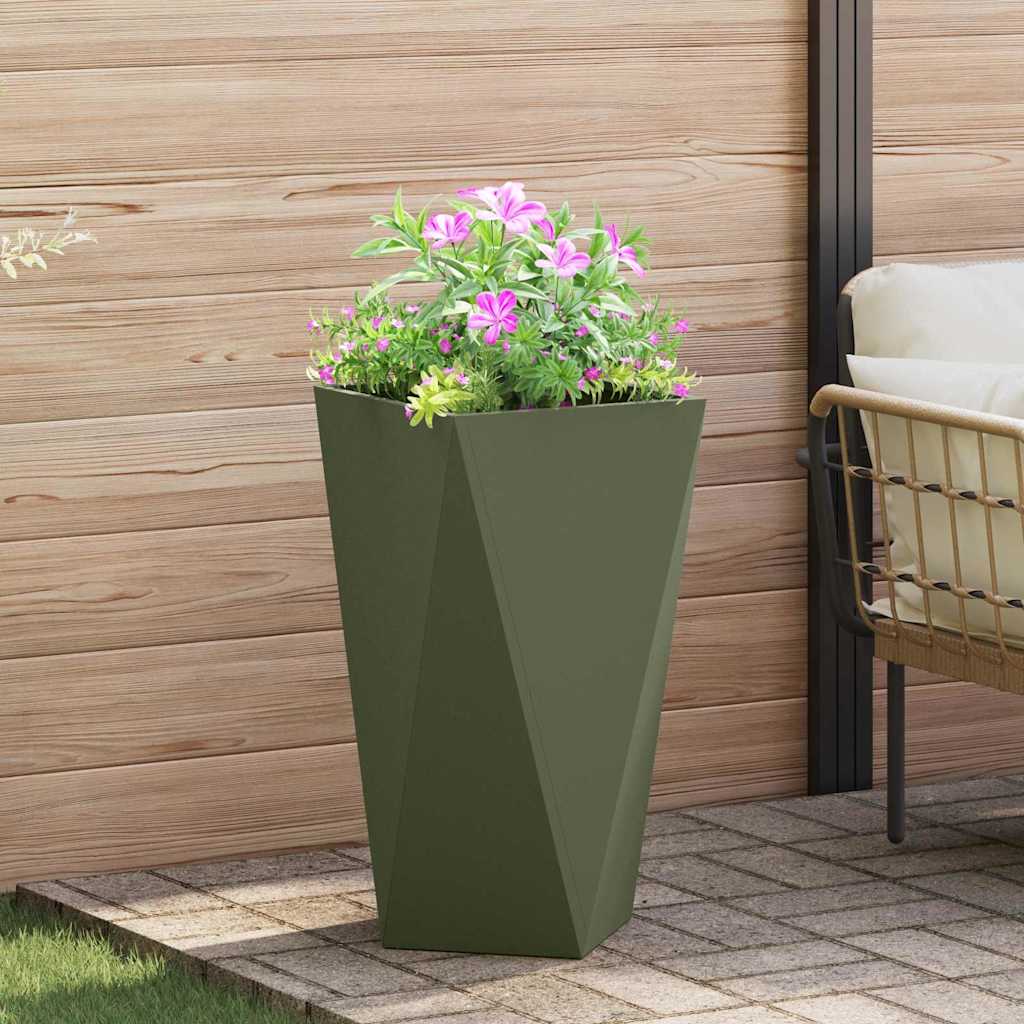 Vidaxl plantenbak olijf groen 40 x 40 x 75 cm staal