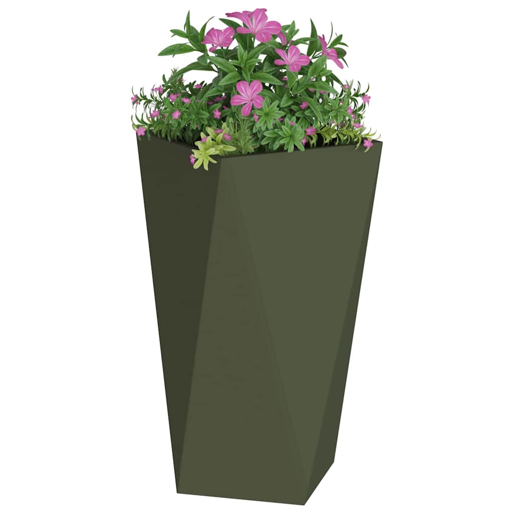 Vidaxl plantenbak olijf groen 40 x 40 x 75 cm staal