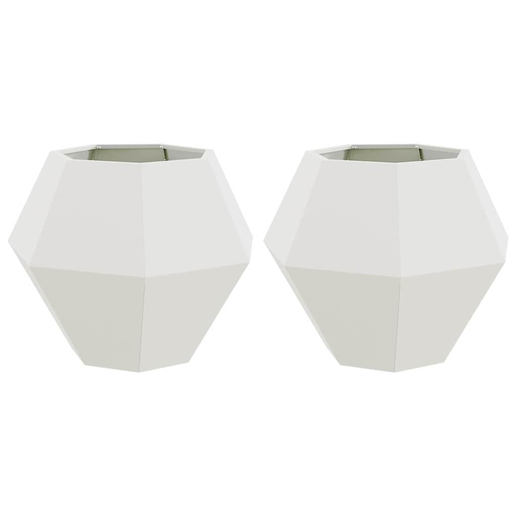 Vidaxl plantenbak 2 pcs wit 75 x 75 x 60 cm staal