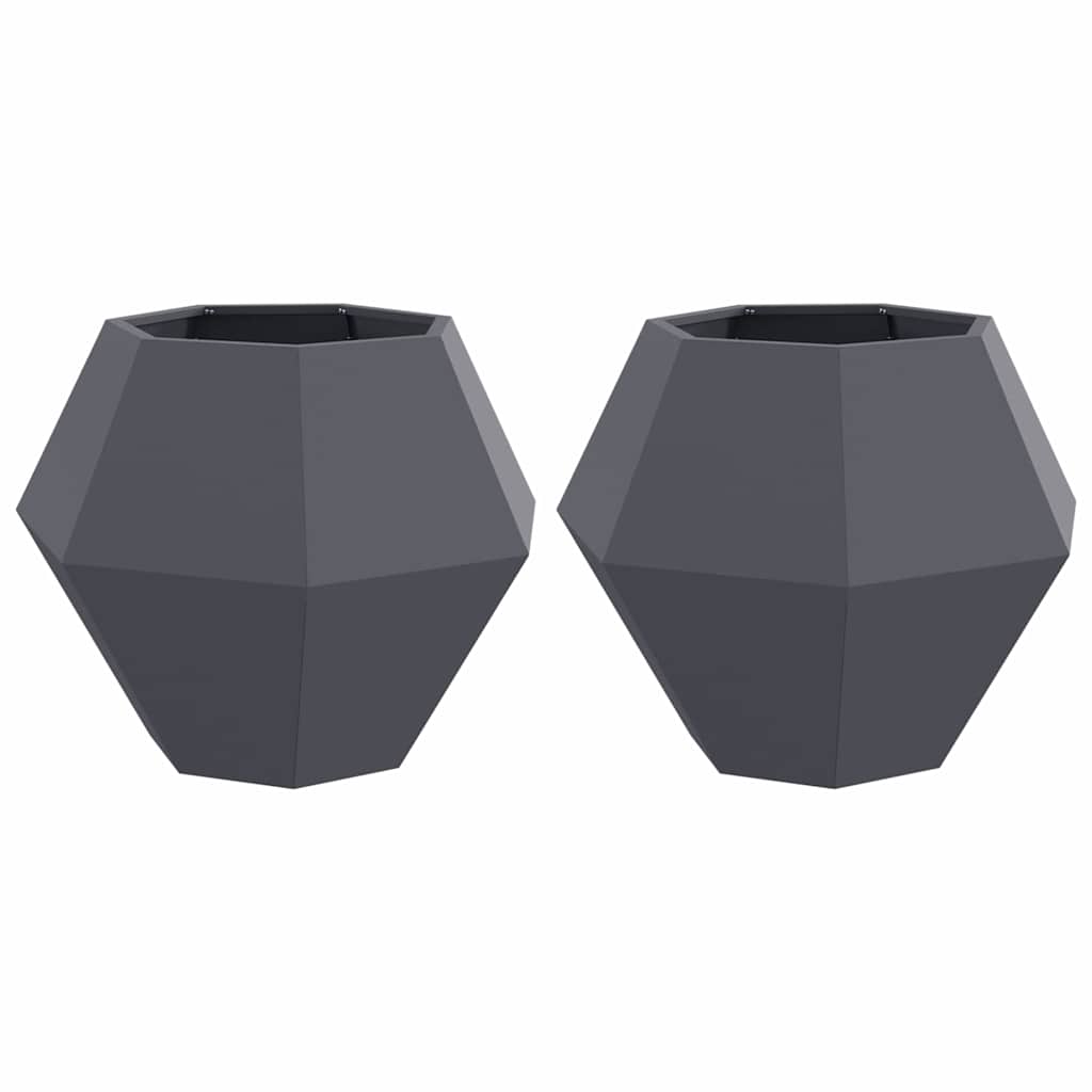 Vidaxl plantenbak 2 pcs antraciet 75 x 75 x 60 cm staal