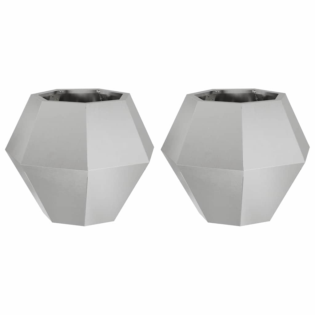 Vidaxl plantenbak 2 pcs zilver 50 x 50 x 40 cm roestvrij staal