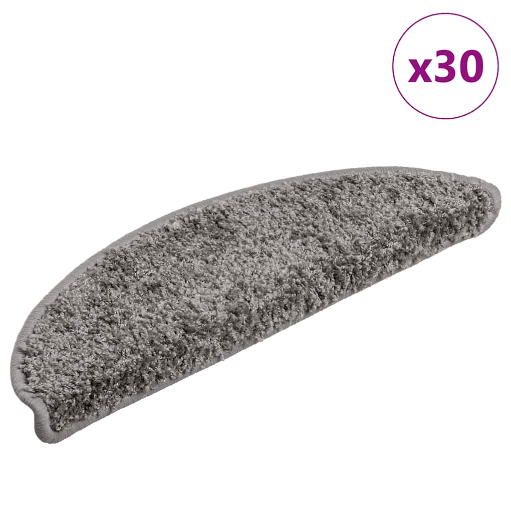 Vidaxl trapmatten 30 st 56x17x3 cm grijs halfrond