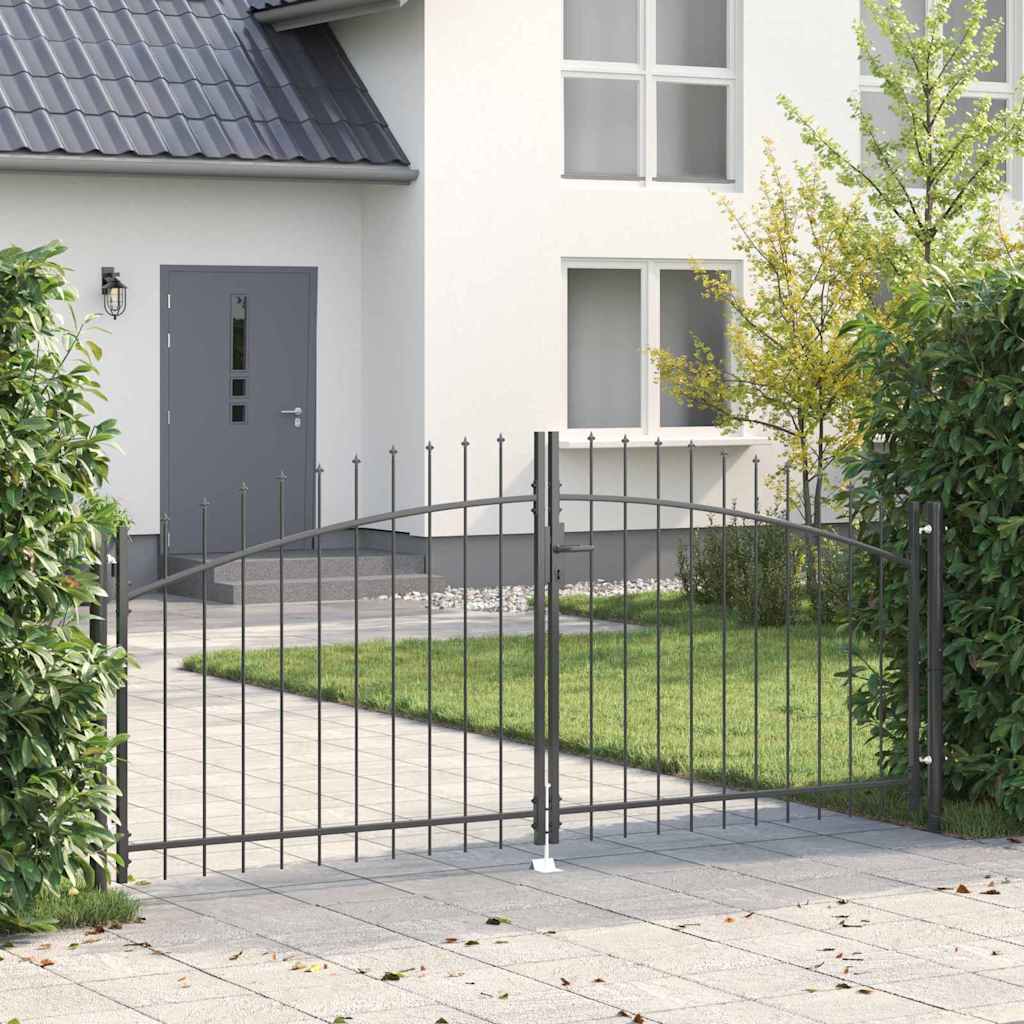 Vidaxl dubbele poort met slot grijs 299,5 x 149,5 cm staal