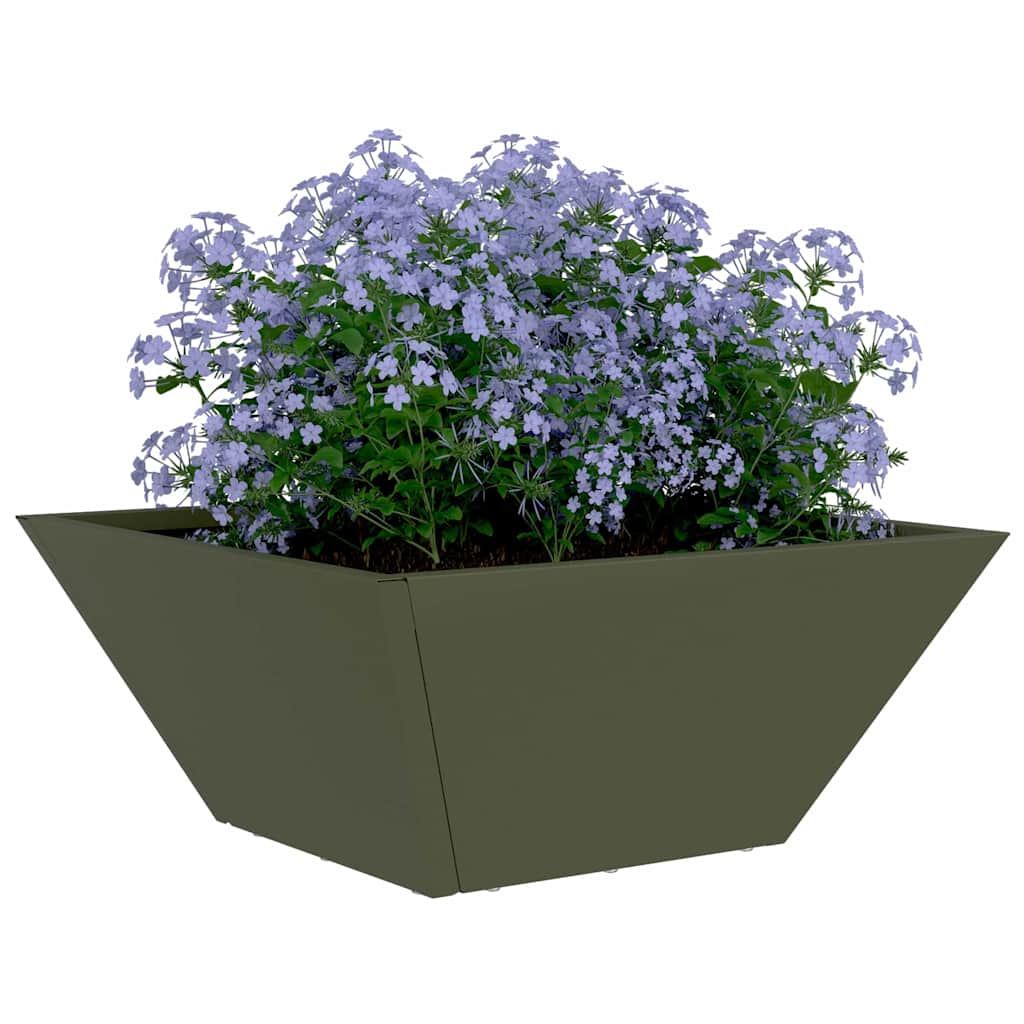 Vidaxl tuin bloempot olijf groen 35 x 35 x 15 cm koudgewalst staal