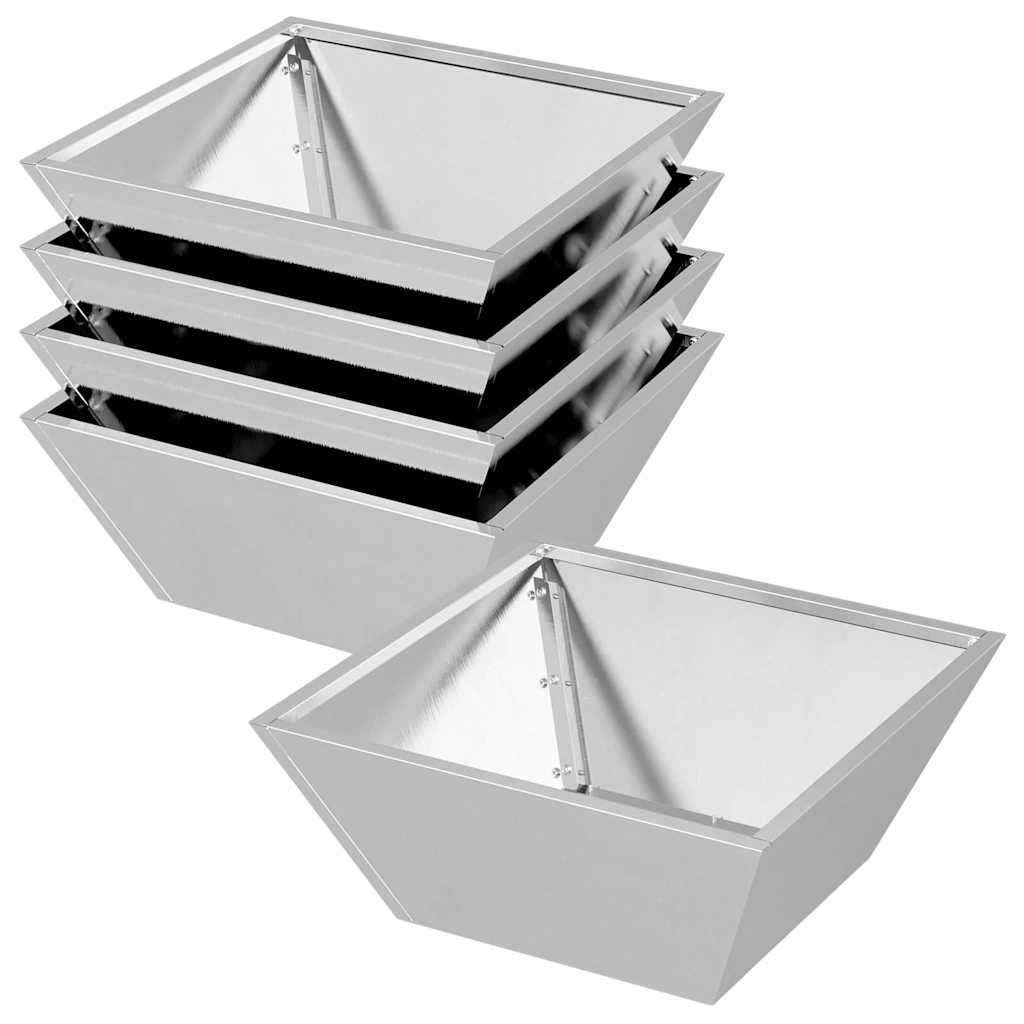 Vidaxl tuin bloempot 5 pcs zilver 40 x 40 x 15 cm roestvrij staal