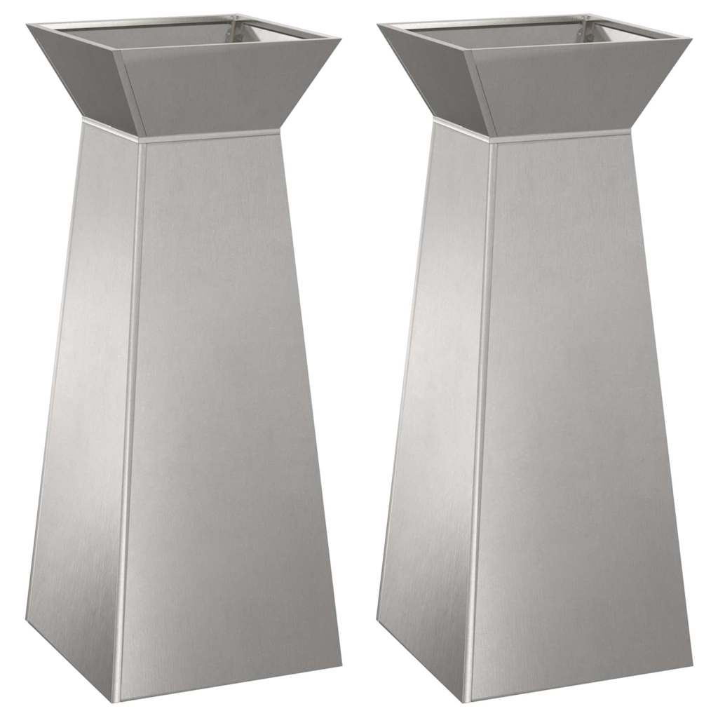 Vidaxl pilaar plantenbak 2 pcs zilver 40 x 40 x 100 cm