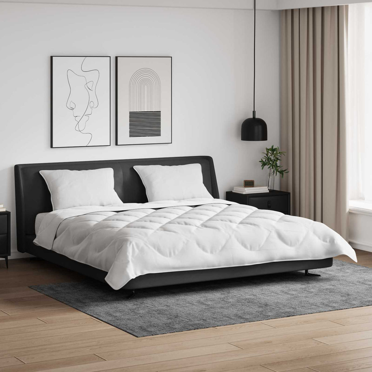 Vidaxl dekbed set met kussen 3 pcs wit microfiber en dons feather