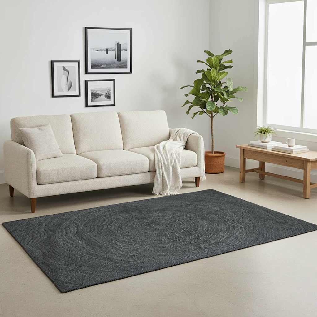 Vidaxl vloerkleden rechthoekig donkergrijs 160 x 230 cm jute