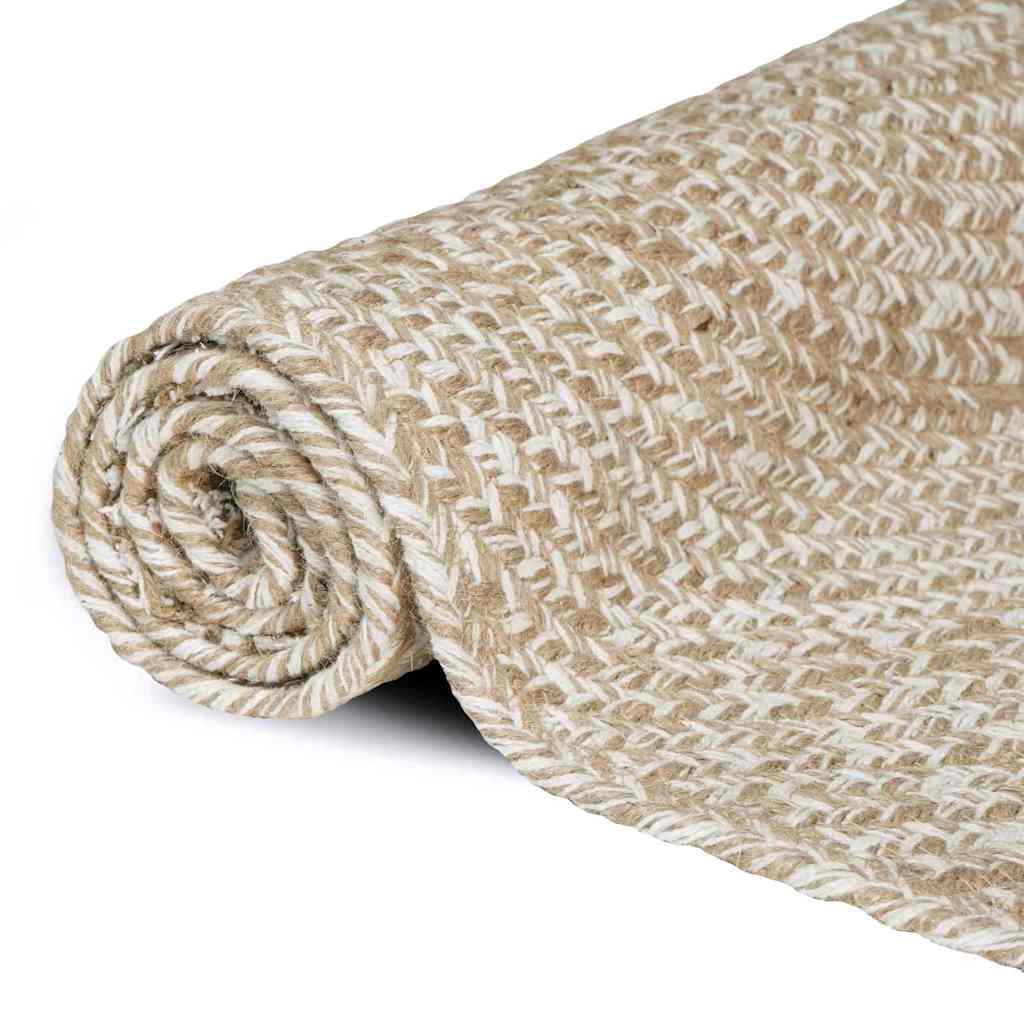 Vidaxl vloerkleden rechthoekig natuurlijk en wit 60 x 400 cm jute