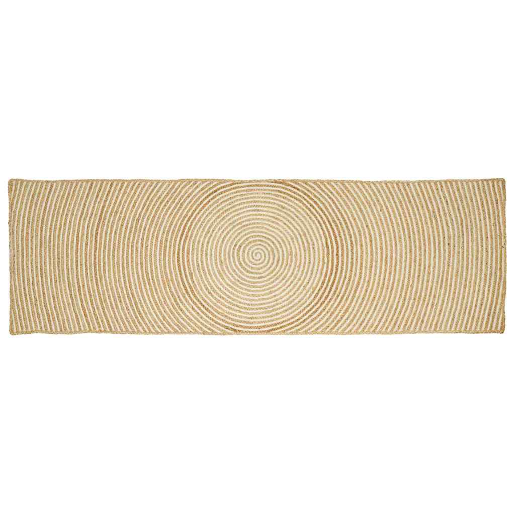 Vidaxl vloerkleed natuurlijk en wit 60 x 300 cm jute