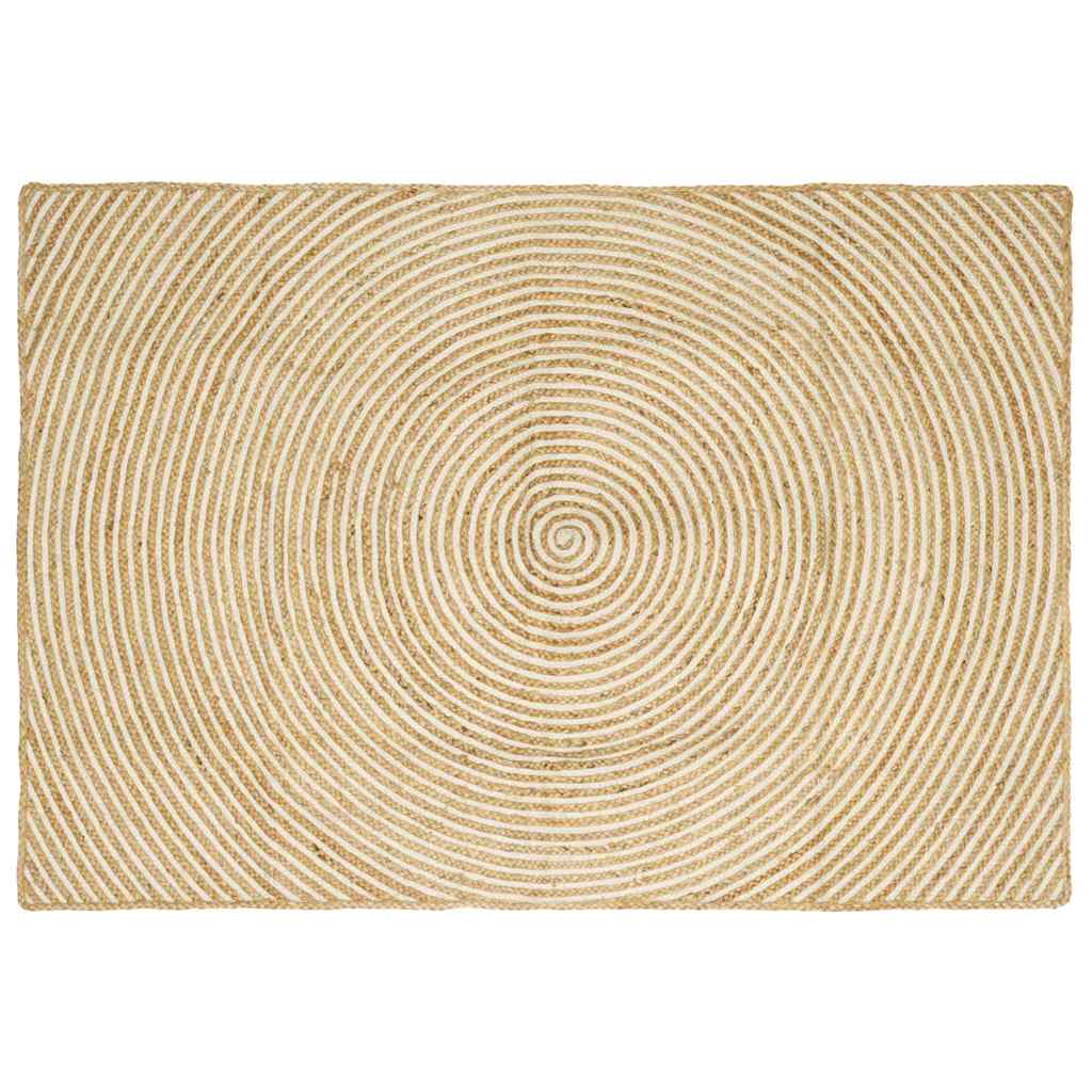 Vidaxl vloerkleed natuurlijk en wit 140 x 200 cm jute
