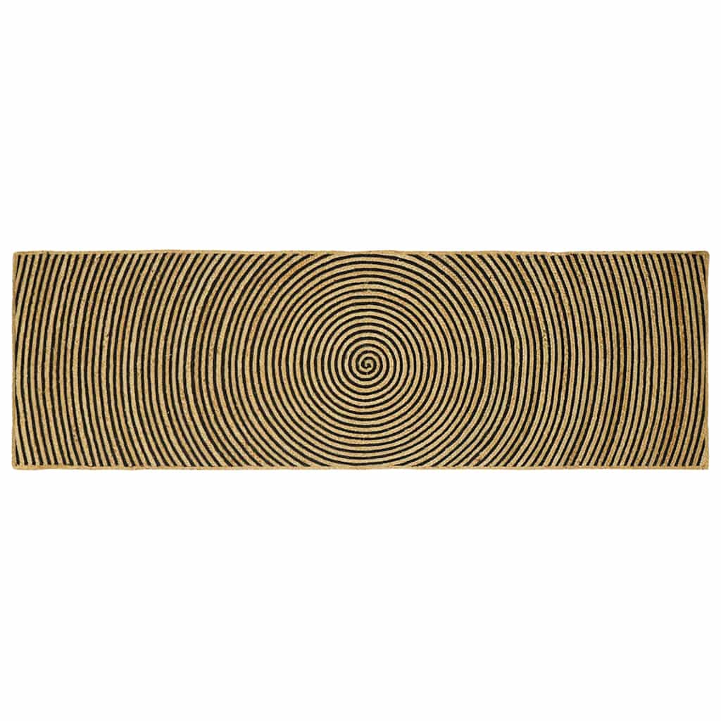 Vidaxl vloerkleed natuurlijk en zwart 80 x 250 cm jute