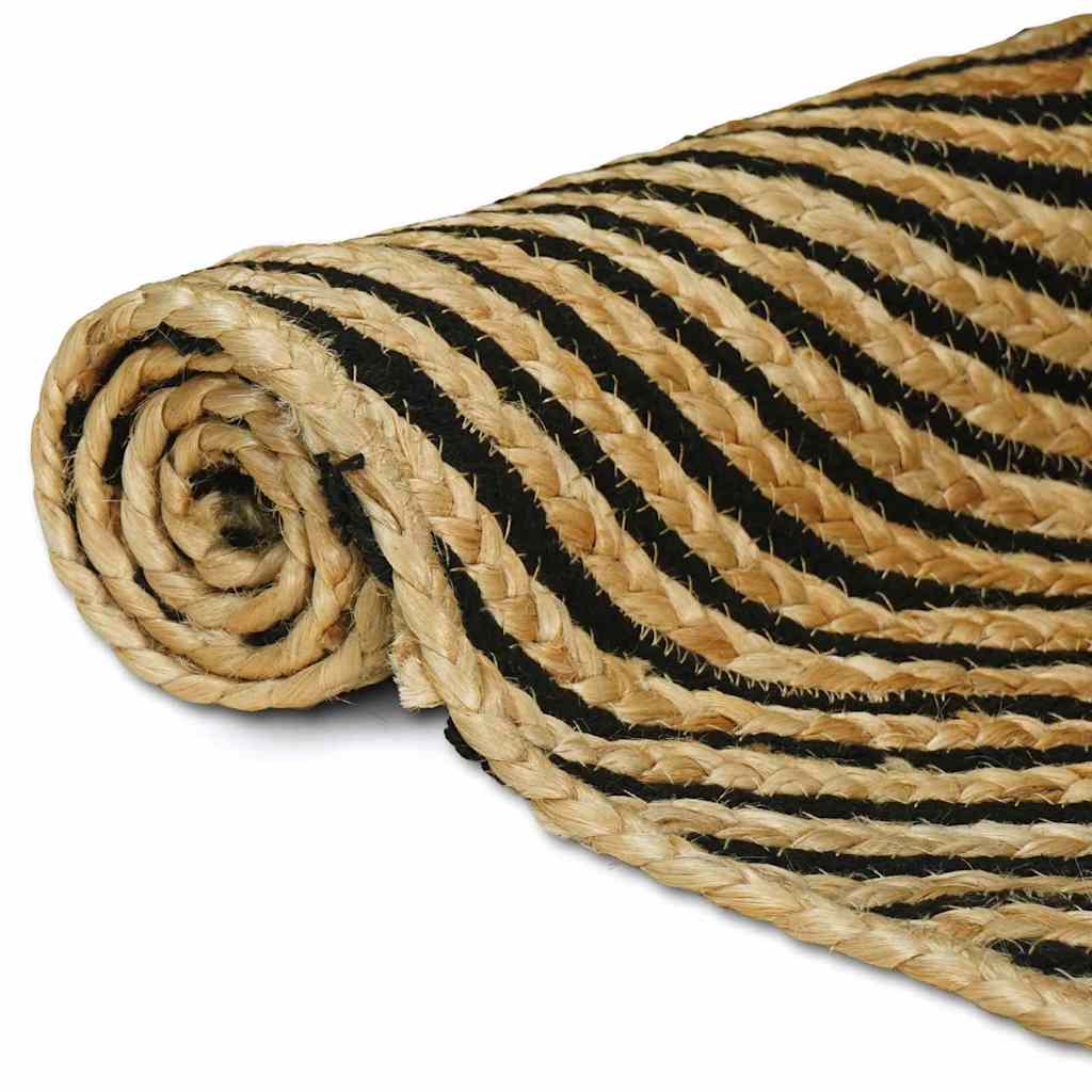 Vidaxl vloerkleed natuurlijk en zwart 120 x 120 cm jute
