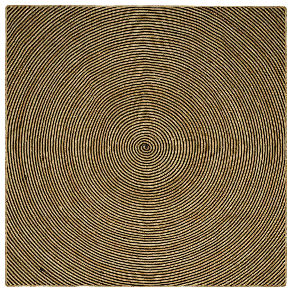 Vidaxl vloerkleed natuurlijk en zwart 200 x 200 cm jute