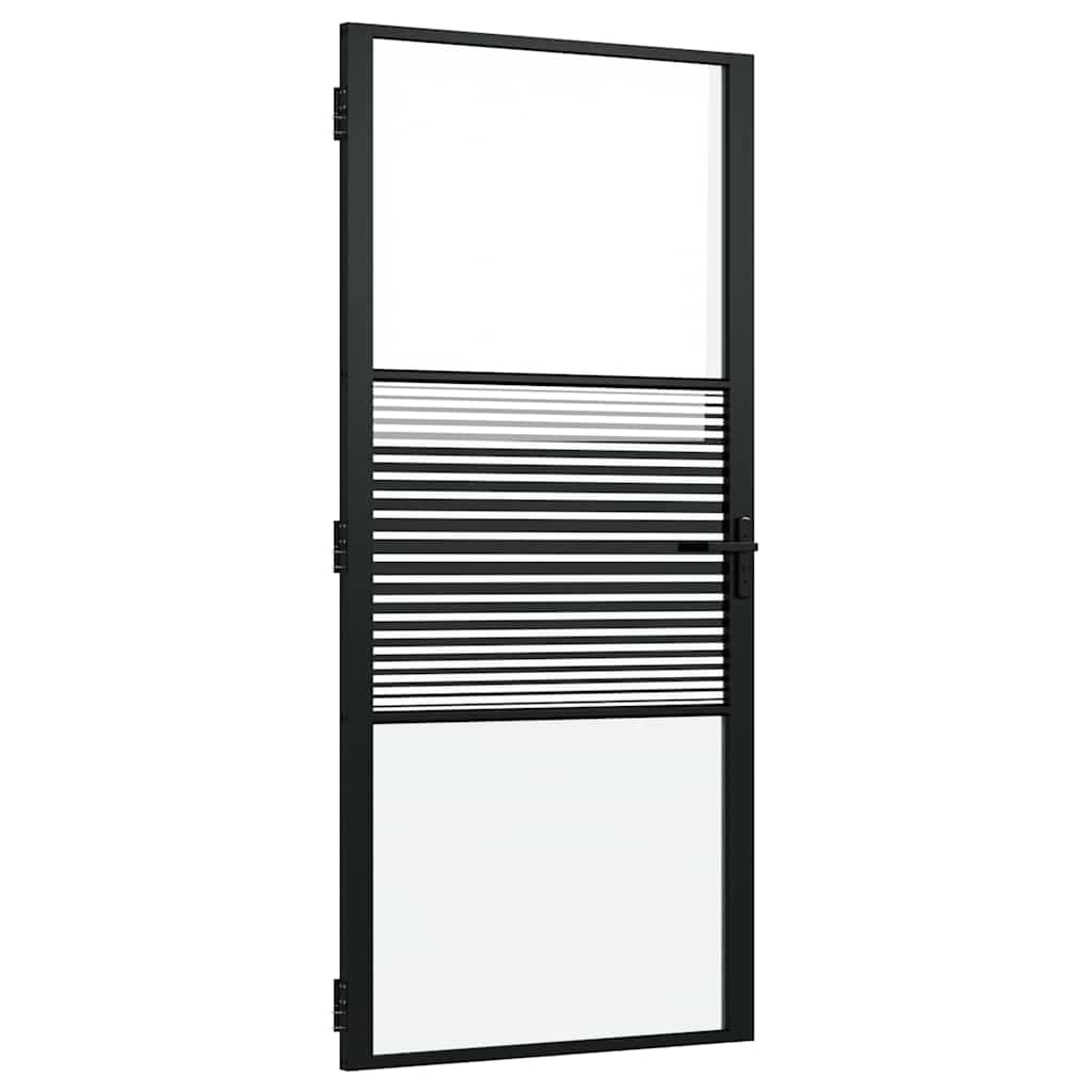 Vidaxl glazen deur gestreept zwart 76 x 3.5 x 201.5 cm aluminium
