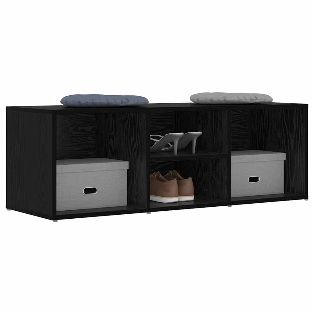 Vidaxl schoenenbank zwart eiken 102 x 35 x 35 cm bewerkt hout