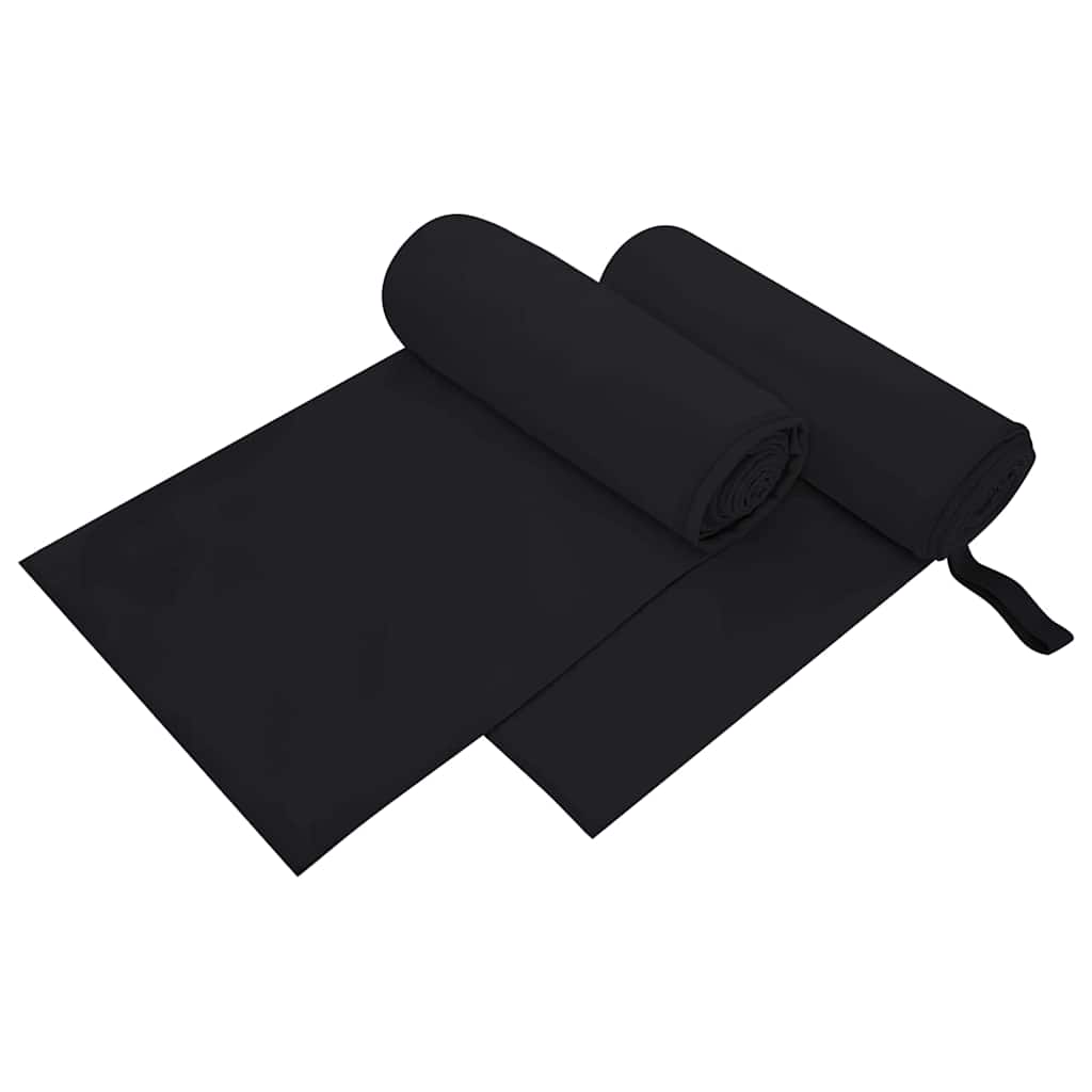Vidaxl sporthanddoeken 2 pcs zwart 200 x 100 cm polyester en polyamide