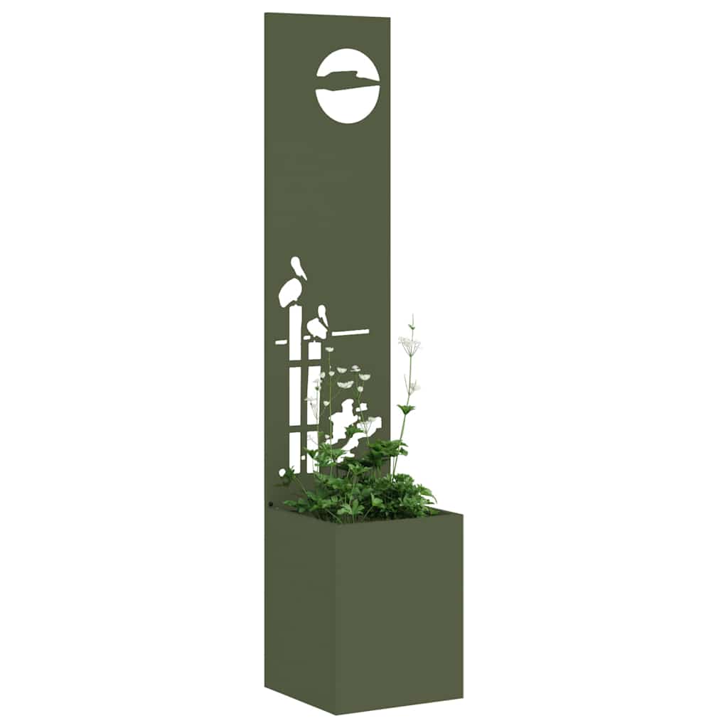 Vidaxl tuin privacy screen olijfgroen 32 x 140 cm koudgewalst staal