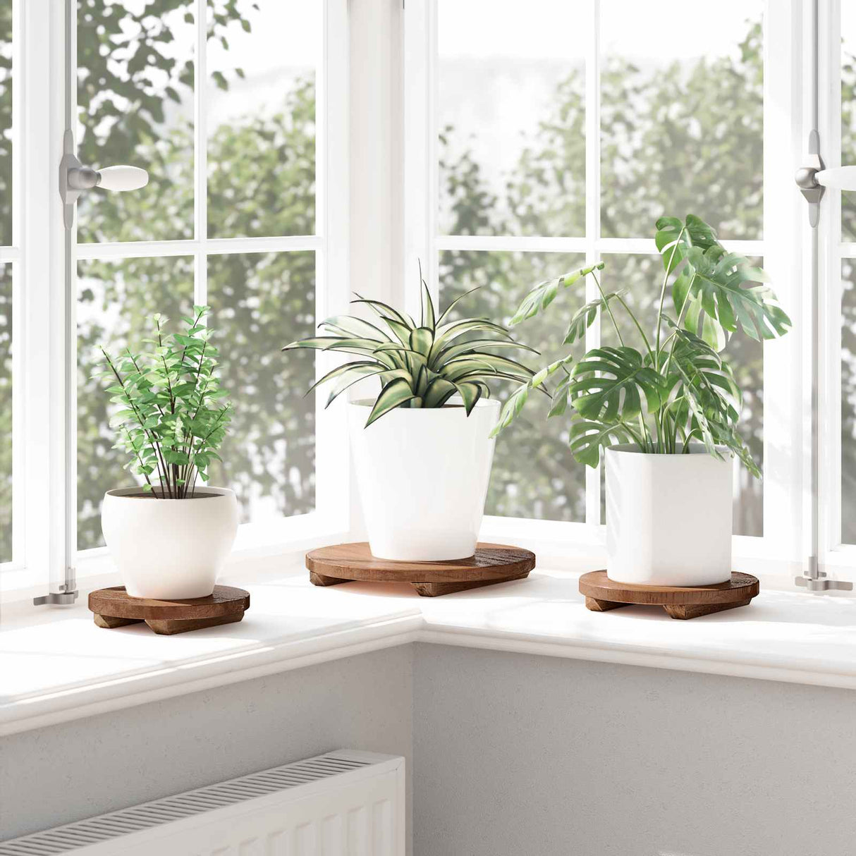 Vidaxl plant stool 3 pcs bruin mahoniehout