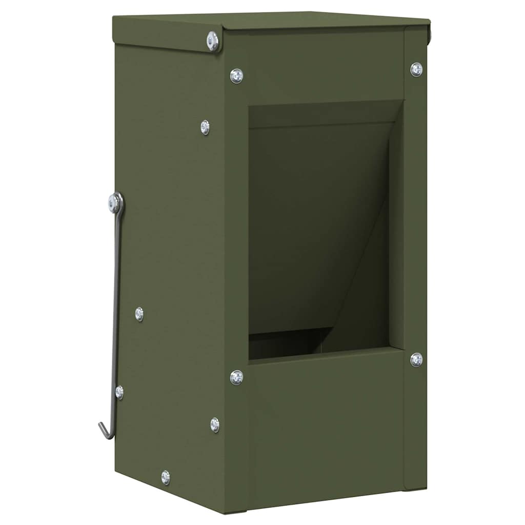 Vidaxl konijnenvoer olijf groen 12,5 x 12,5 x 25 cm koudgewalst staal