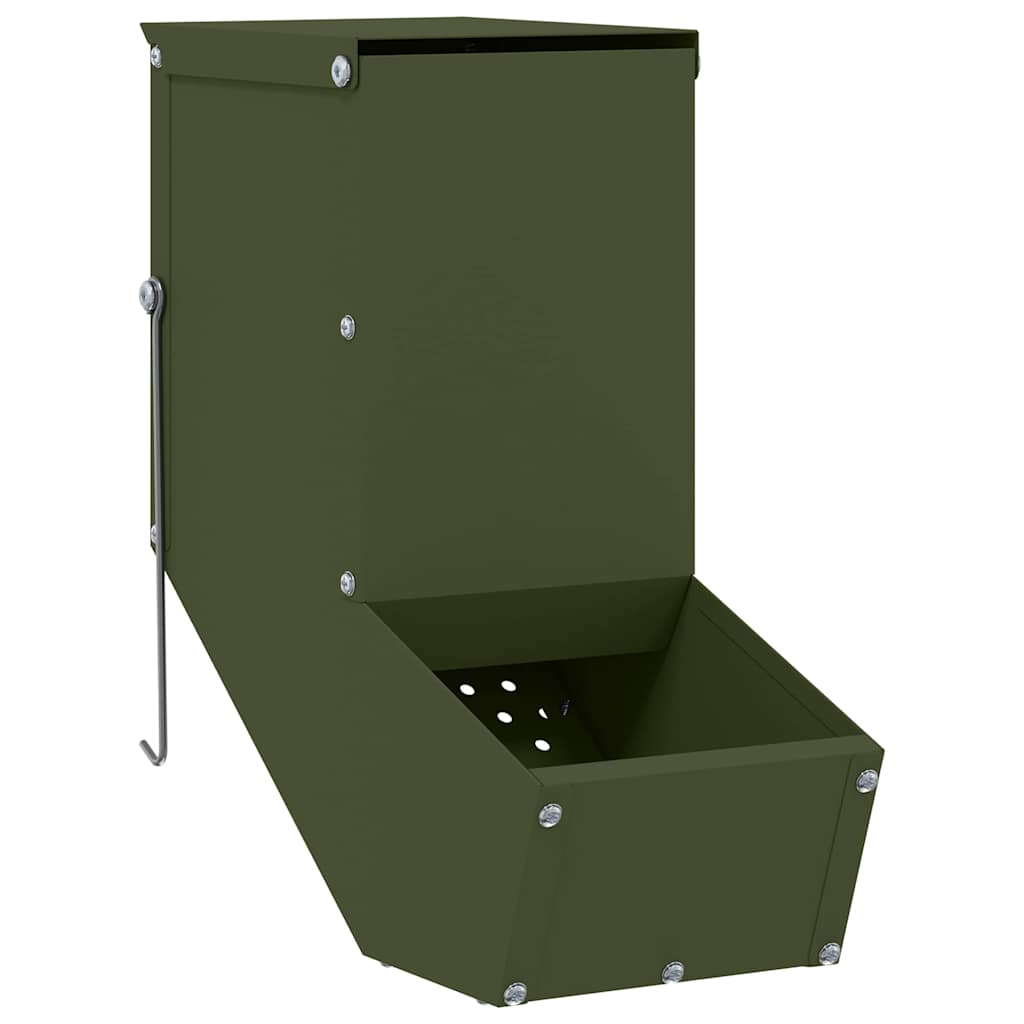 Vidaxl konijnenvoer olijf groen 12,5 x 26 x 28,5 cm koudgewalst staal