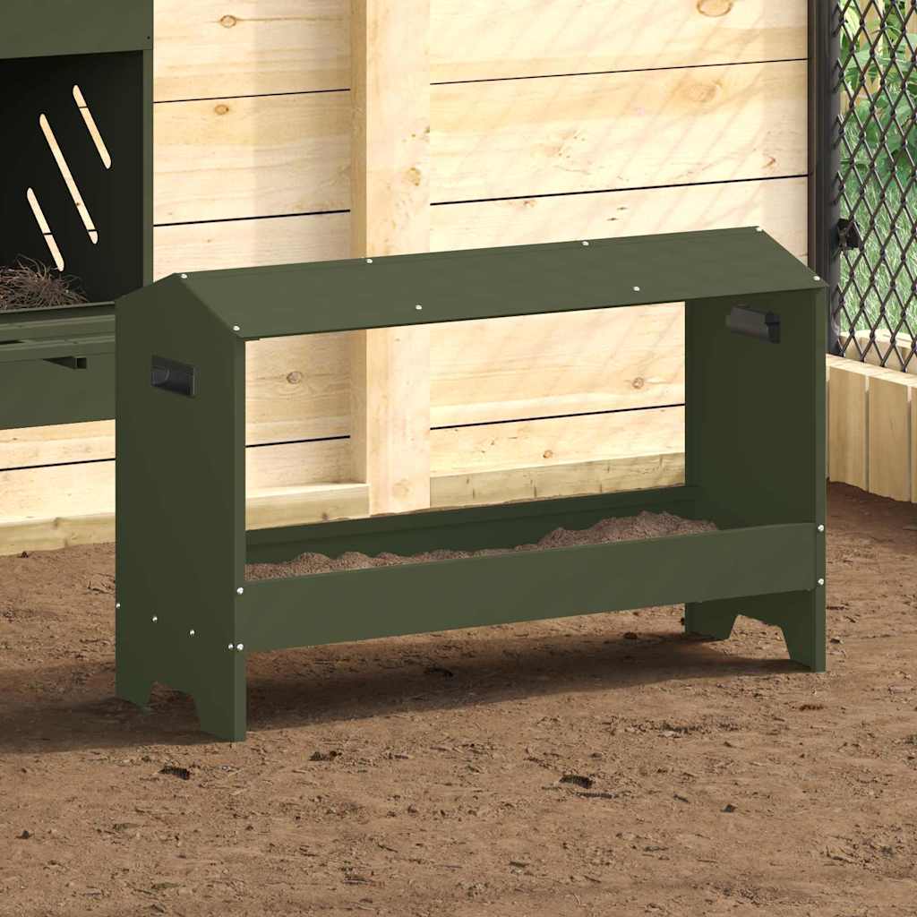 Vidaxl kippen voederbak olijf groen 81 x 32 x 53,5 cm