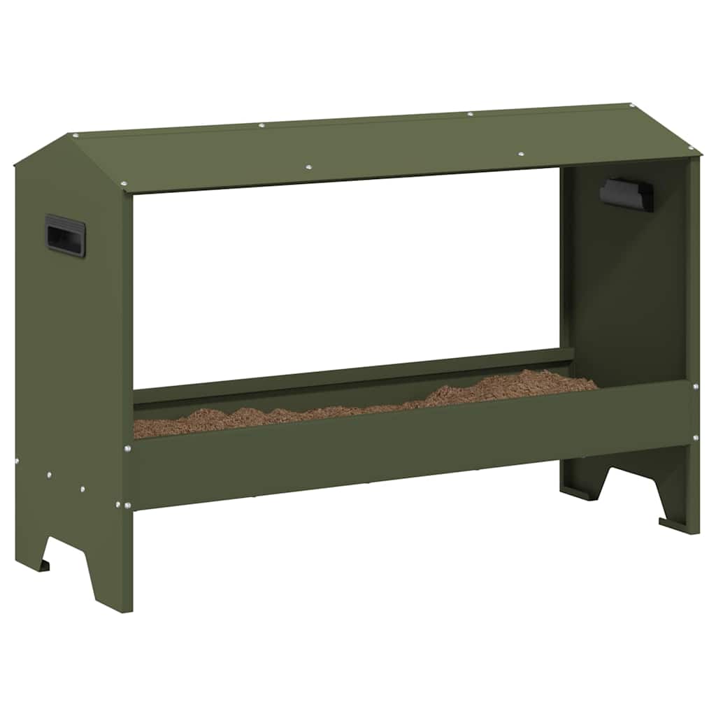 Vidaxl kippen voederbak olijf groen 81 x 32 x 53,5 cm