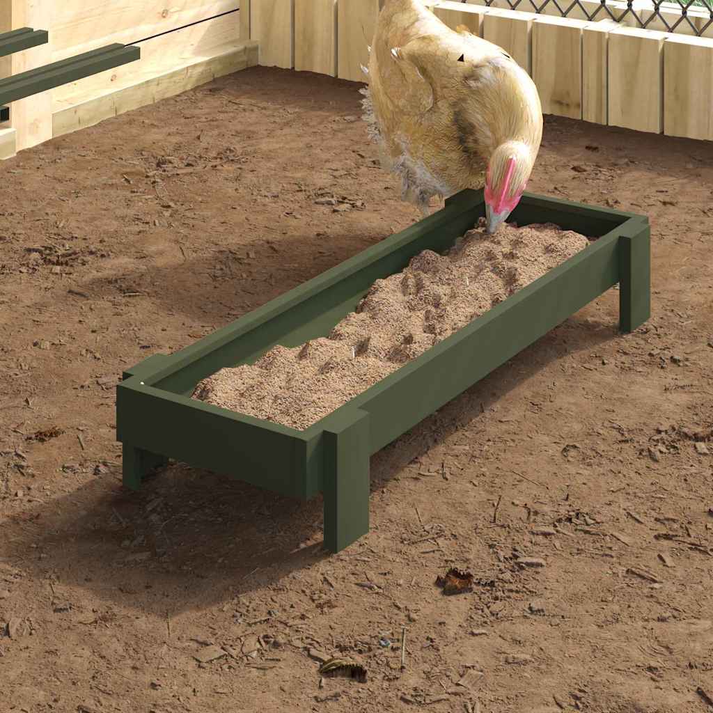 Vidaxl kippen voederbak olijf groen 80 x 28 x 13.5 cm