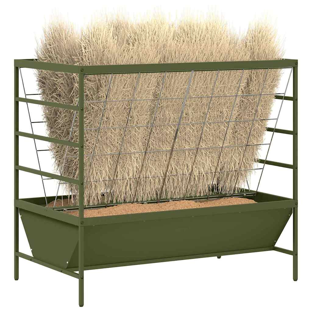 Vidaxl vee voeder olijf groen 100 x 60 x 90 cm koudgewalst staal