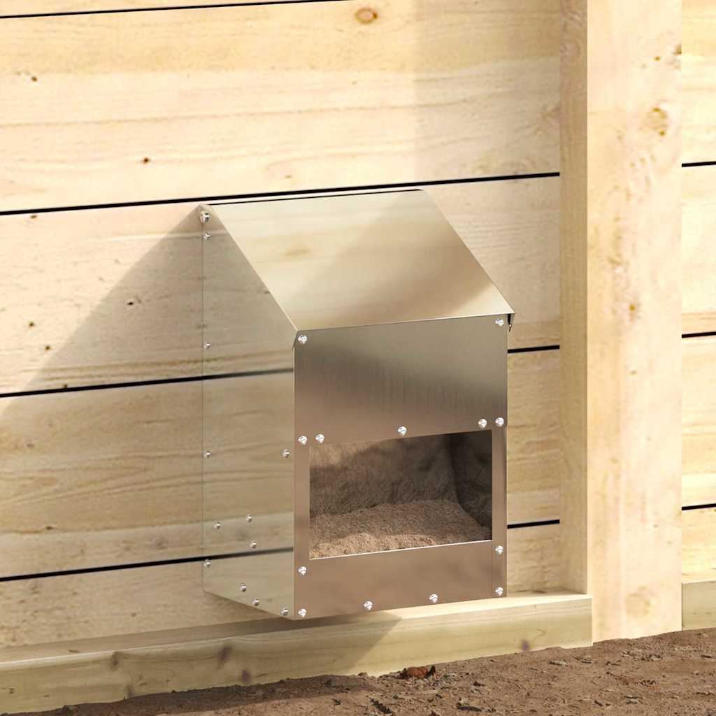 Vidaxl kip voerbak zilver 21 x 16 x 33 cm gegalvaniseerd staal