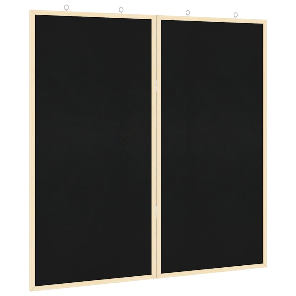Vidaxl bulletinbord zwart 80 x 80 x 1.4 cm massief grenenhout