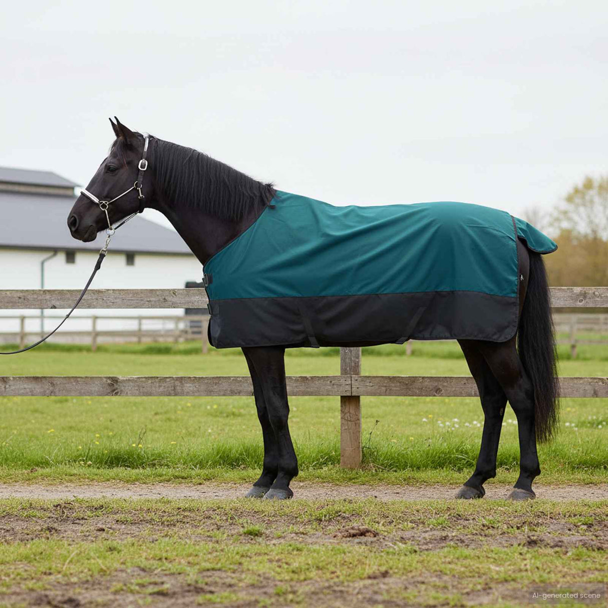 Vidaxl paardendeken donkergroen en zwart 105 cm polyester