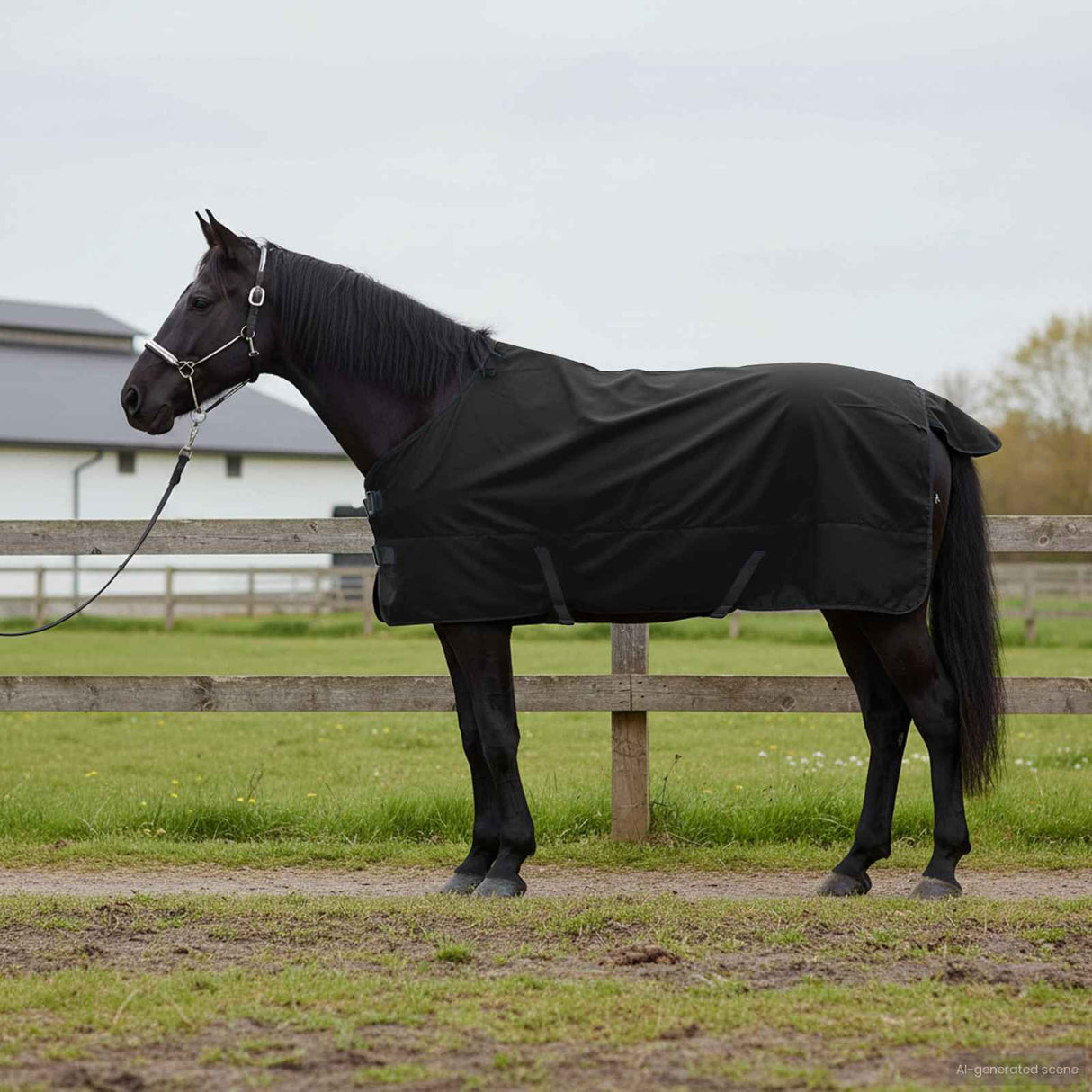 Vidaxl paardendeken donkergroen en zwart 165 cm polyester