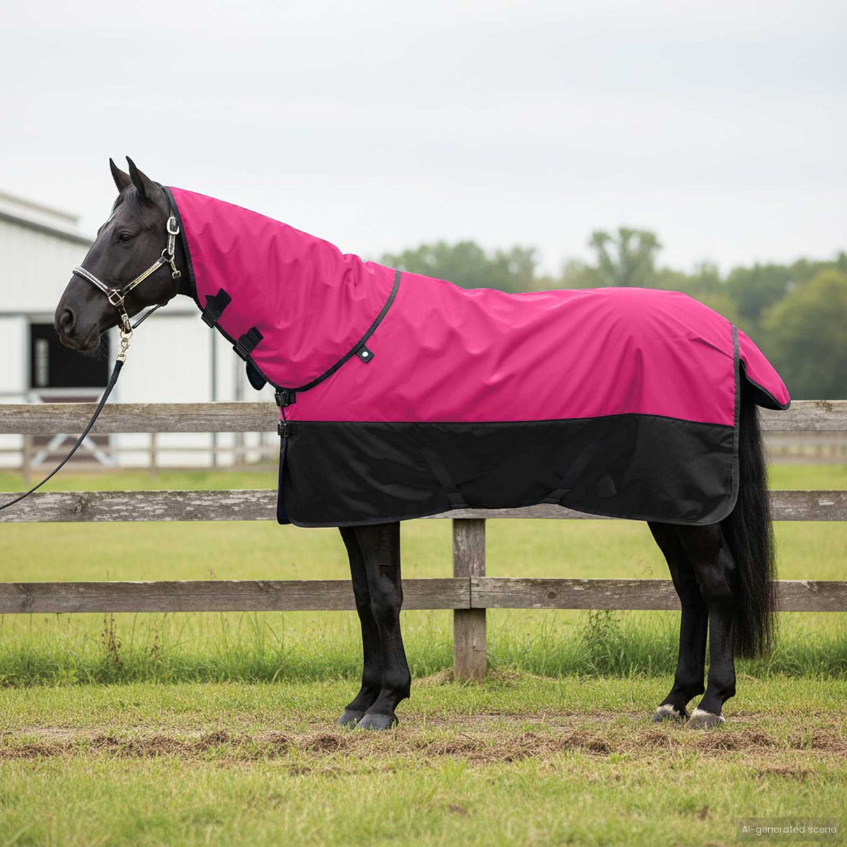 Vidaxl paardendeken roze en zwart 75 cm polyester